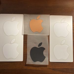 6 Apple Stickers White and RoseGold Black